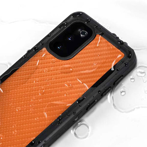 Orange Carbon Fiber Specialty Material Galaxy S20 Waterproof Case
