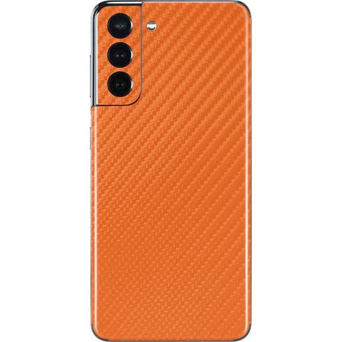 Orange Carbon Fiber Specialty Material Galaxy S21 5G Skin