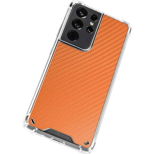 Orange Carbon Fiber Specialty Material Galaxy S21 Ultra 5G Clear Case