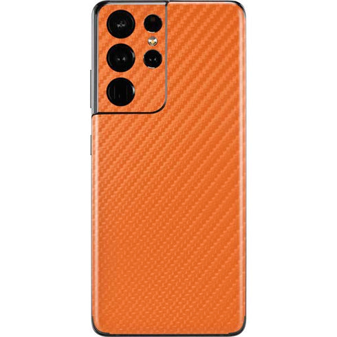 Orange Carbon Fiber Specialty Material Galaxy S21 Ultra 5G Skin