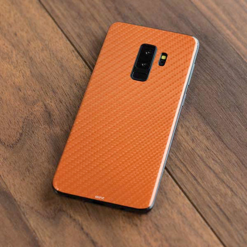 Orange Carbon Fiber Specialty Material Galaxy S9 Plus Skin