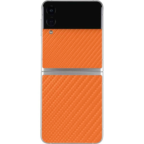 Orange Carbon Fiber Specialty Material Galaxy Z Flip3 5G Skin