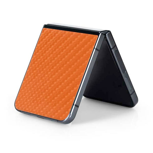 Orange Carbon Fiber Specialty Material Galaxy Z Flip5 5G Skin
