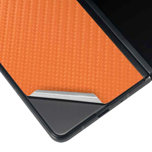 Orange Carbon Fiber Specialty Material Galaxy Z Fold3 5G Skin