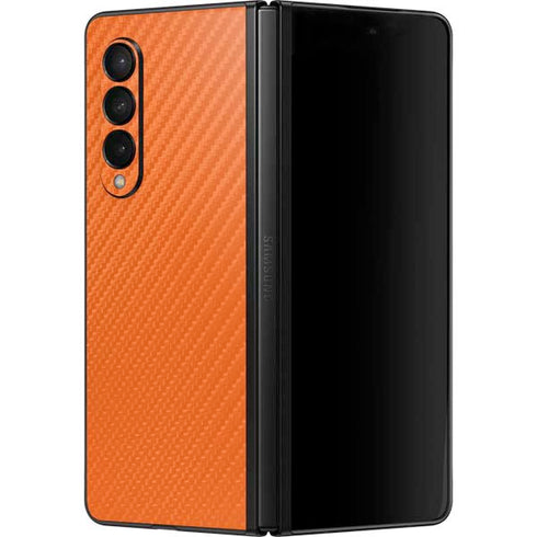 Orange Carbon Fiber Specialty Material Galaxy Z Fold3 5G Skin