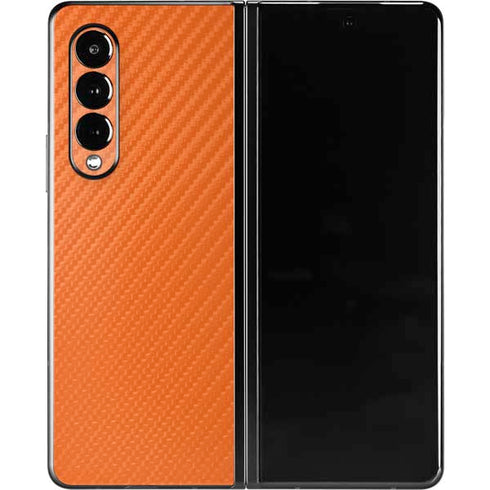 Orange Carbon Fiber Specialty Material Galaxy Z Fold3 5G Skin