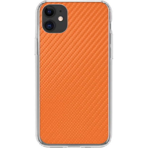 Orange Carbon Fiber Specialty Texture Material iPhone 11 Clear Case