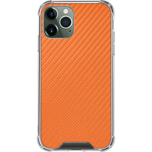 Orange Carbon Fiber Specialty Texture Material iPhone 11 Pro Max Clear Case