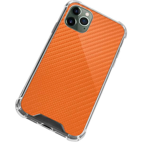 Orange Carbon Fiber Specialty Texture Material iPhone 11 Pro Max Clear Case