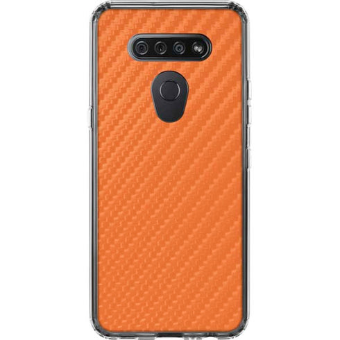 Orange Carbon Fiber Specialty Texture Material LG K51/Q51 Clear Case