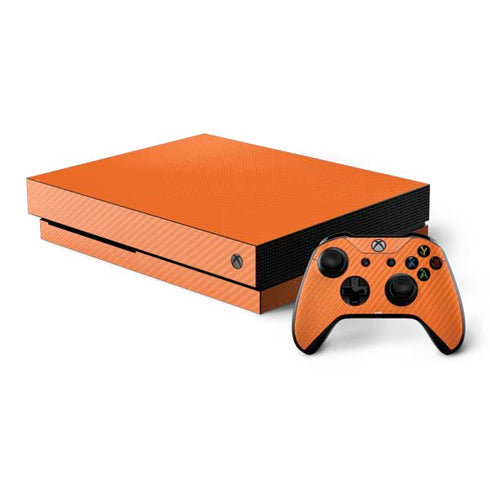 Orange Carbon Fiber Specialty Material Xbox One X Bundle Skin