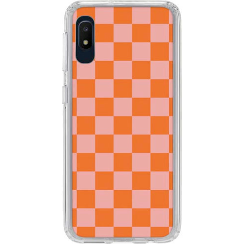 Orange Checkered Galaxy A10e Clear Case