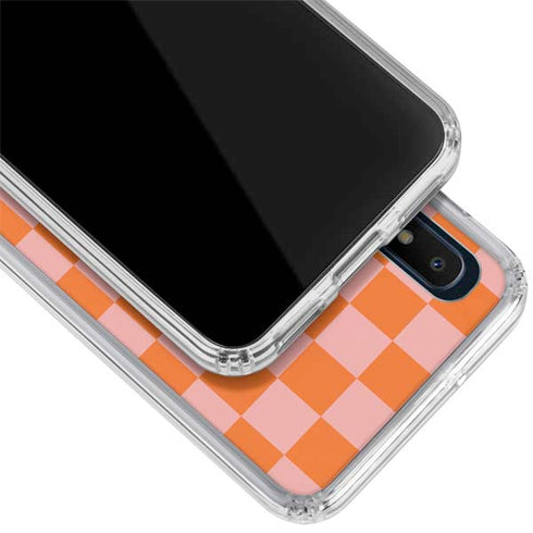 Orange Checkered Galaxy A10e Clear Case