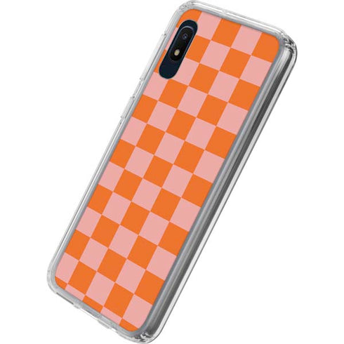 Orange Checkered Galaxy A10e Clear Case
