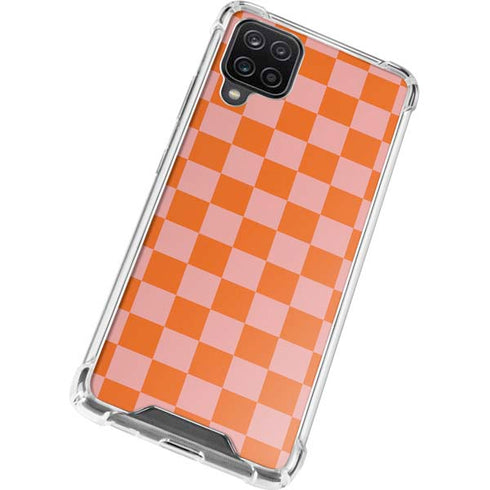 Orange Checkered Galaxy A12 Clear Case