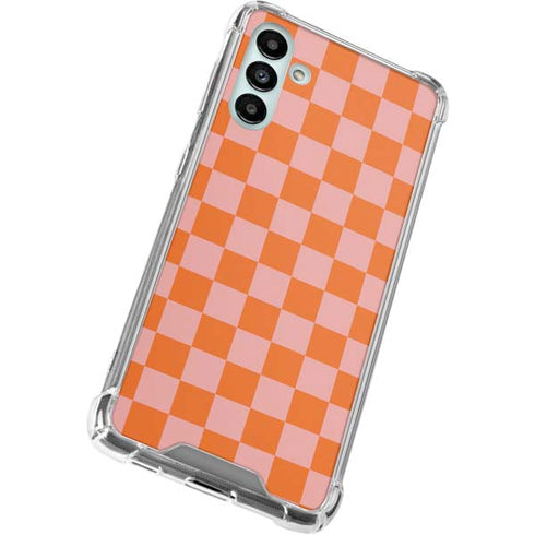Orange Checkered Galaxy A13 5G Clear Case