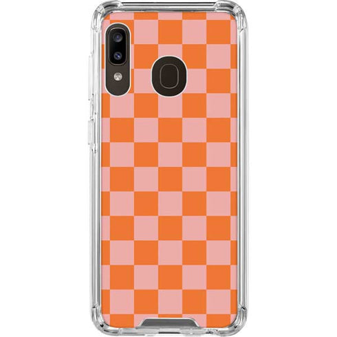 Orange Checkered Galaxy A30 Clear Case