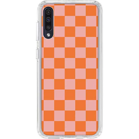 Orange Checkered Galaxy A50 Clear Case