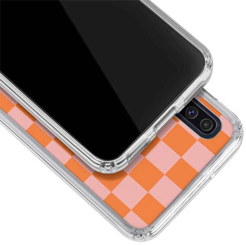 Orange Checkered Galaxy A50 Clear Case