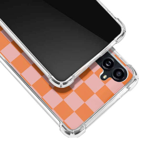 Orange Checkered Galaxy A54 5G Clear Case
