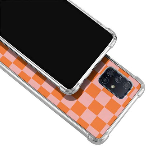 Orange Checkered Galaxy A71 5G Clear Case