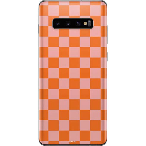 Orange Checkered Galaxy S10 Plus Skin