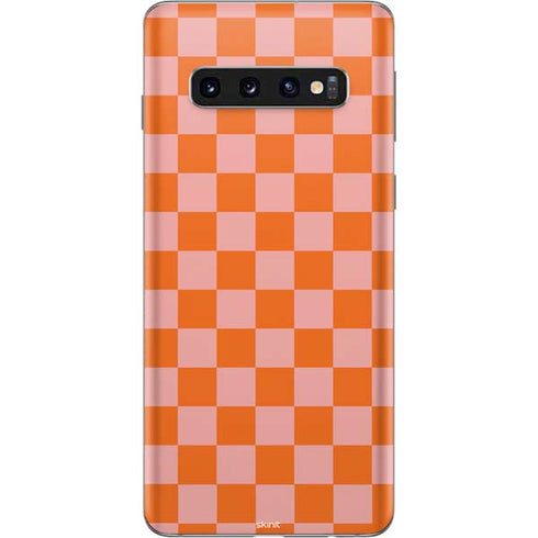 Orange Checkered Galaxy S10 Skin