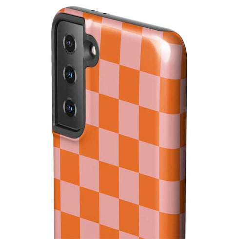 Orange Checkered Galaxy S21 FE Pro Case