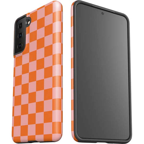 Orange Checkered Galaxy S21 FE Pro Case
