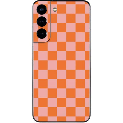 Orange Checkered Galaxy S22 Skin