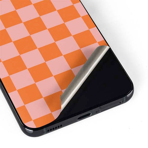 Orange Checkered Galaxy S22 Skin