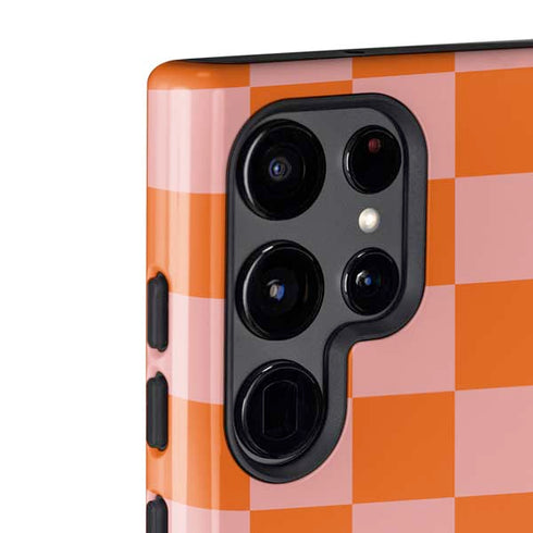Orange Checkered Galaxy S22 Ultra Pro Case