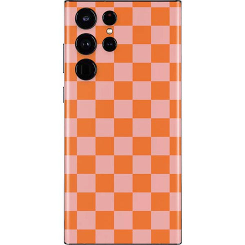 Orange Checkered Galaxy S22 Ultra Skin