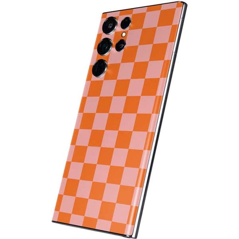 Orange Checkered Galaxy S22 Ultra Skin