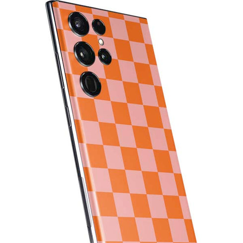 Orange Checkered Galaxy S22 Ultra Skin