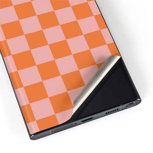 Orange Checkered Galaxy S22 Ultra Skin