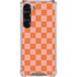 Orange Checkered Galaxy S23 Clear Case