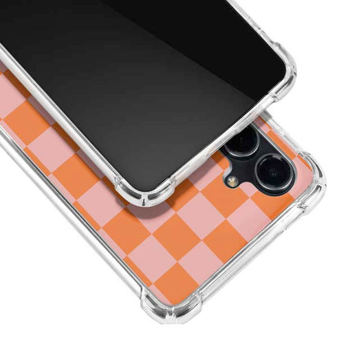 Orange Checkered Galaxy S23 FE Clear Case