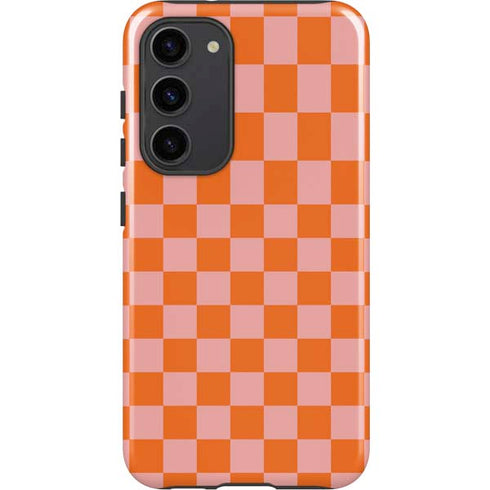 Orange Checkered Galaxy S23 Plus Pro Case