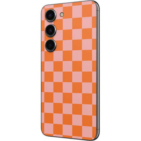 Orange Checkered Galaxy S23 Skin