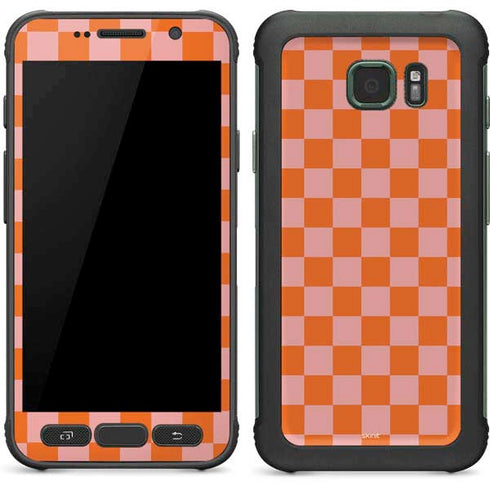Orange Checkered Galaxy S7 Active Skin