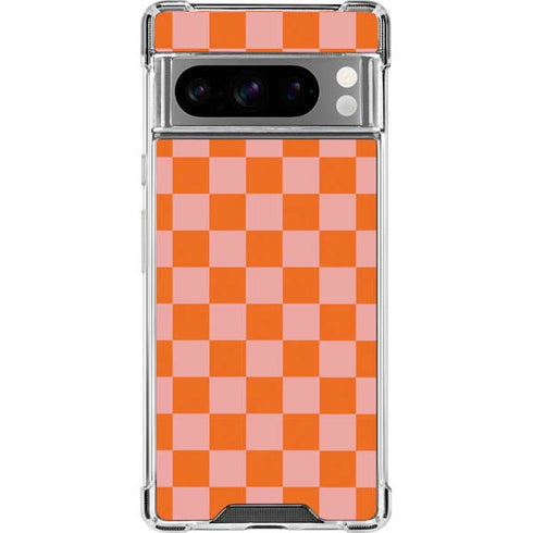 Orange Checkered Google Pixel 8 Pro Clear Case