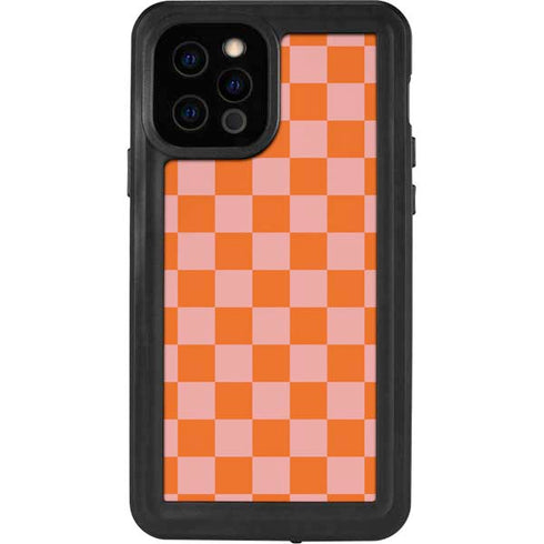 Orange Checkered iPhone 12 Pro Waterproof Case