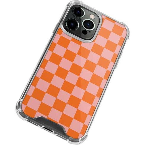 Orange Checkered iPhone 13 Pro Clear Case