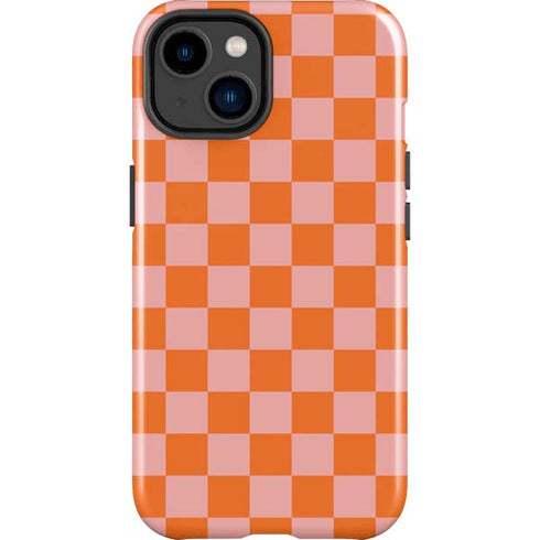 Orange Checkered iPhone 15 Plus Impact Case