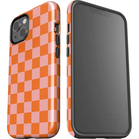 Orange Checkered iPhone 15 Plus Impact Case