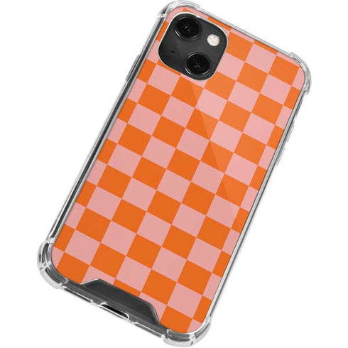 Orange Checkered iPhone 15 Plus Clear Case