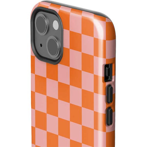 Orange Checkered iPhone 15 Impact Case