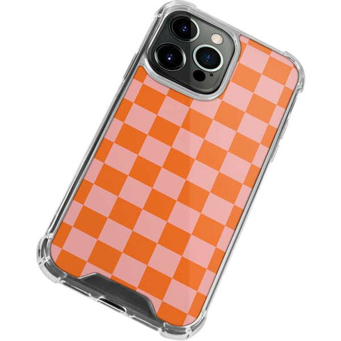 Orange Checkered iPhone 14 Pro Clear Case