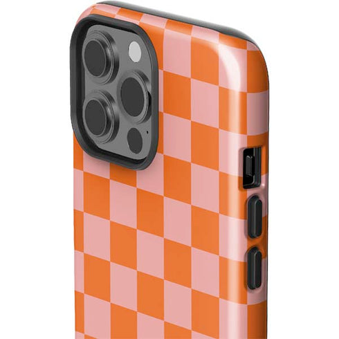 Orange Checkered iPhone 15 Pro Max Impact Case